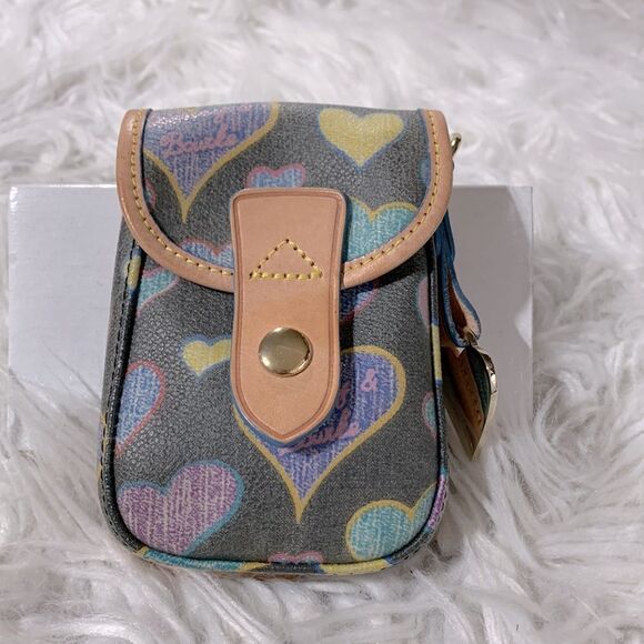 DOONEY & Bourke pouch leather trim snap closure large heart brand charm hearts - Picture 10 of 10